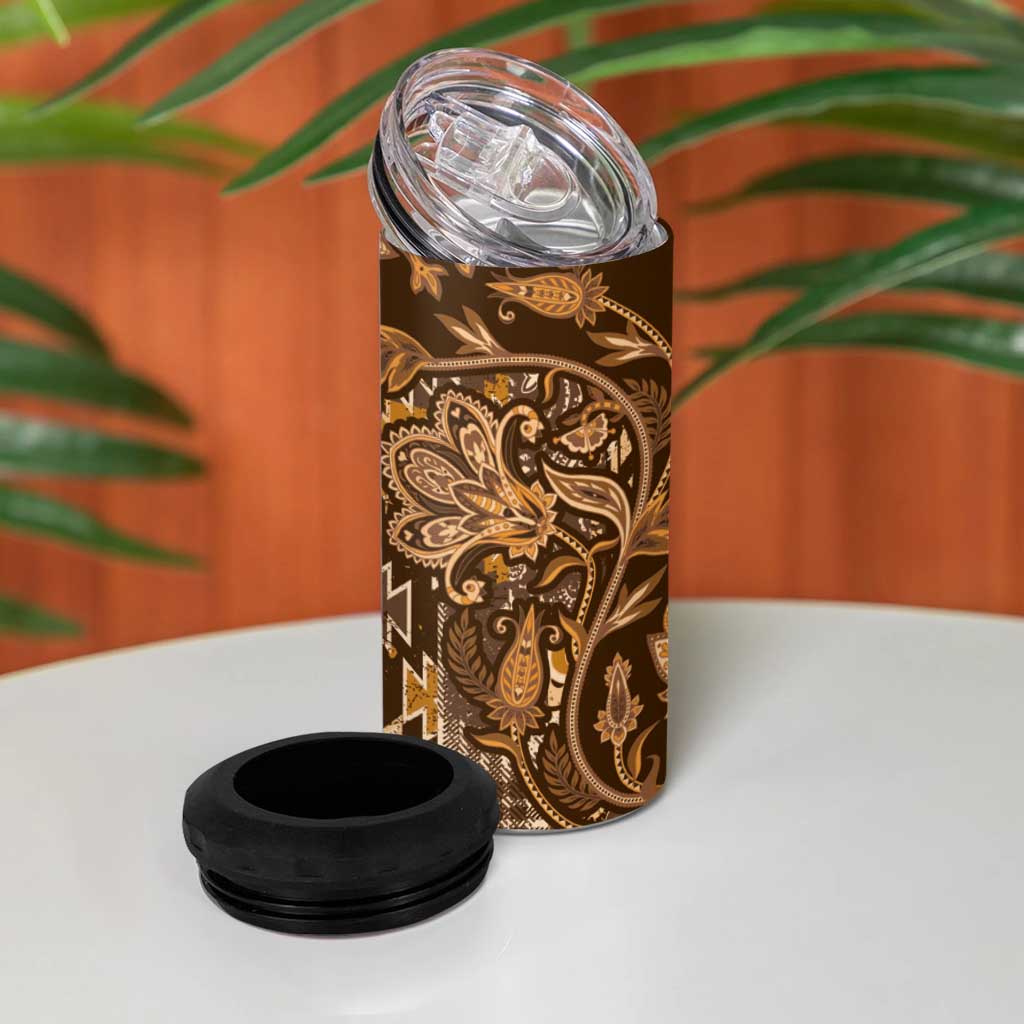 Africa Floral mix Maasai Shuka 4 in 1 Can Cooler Tumbler Gold Moitf LT9 - Wonder Print Shop