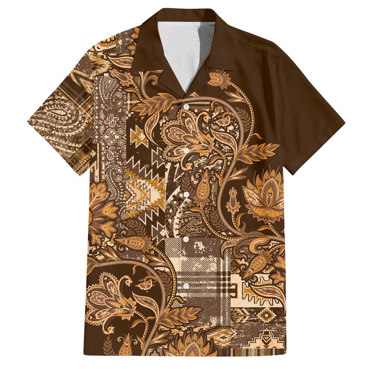 Africa Floral mix Maasai Shuka Family Matching Off The Shoulder Long Sleeve Dress and Hawaiian Shirt Gold Moitf - Wonder Print Shop