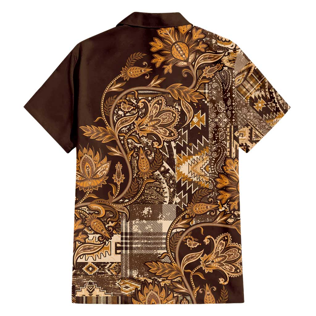 Africa Floral mix Maasai Shuka Family Matching Short Sleeve Bodycon Dress and Hawaiian Shirt Gold Moitf - Wonder Print Shop