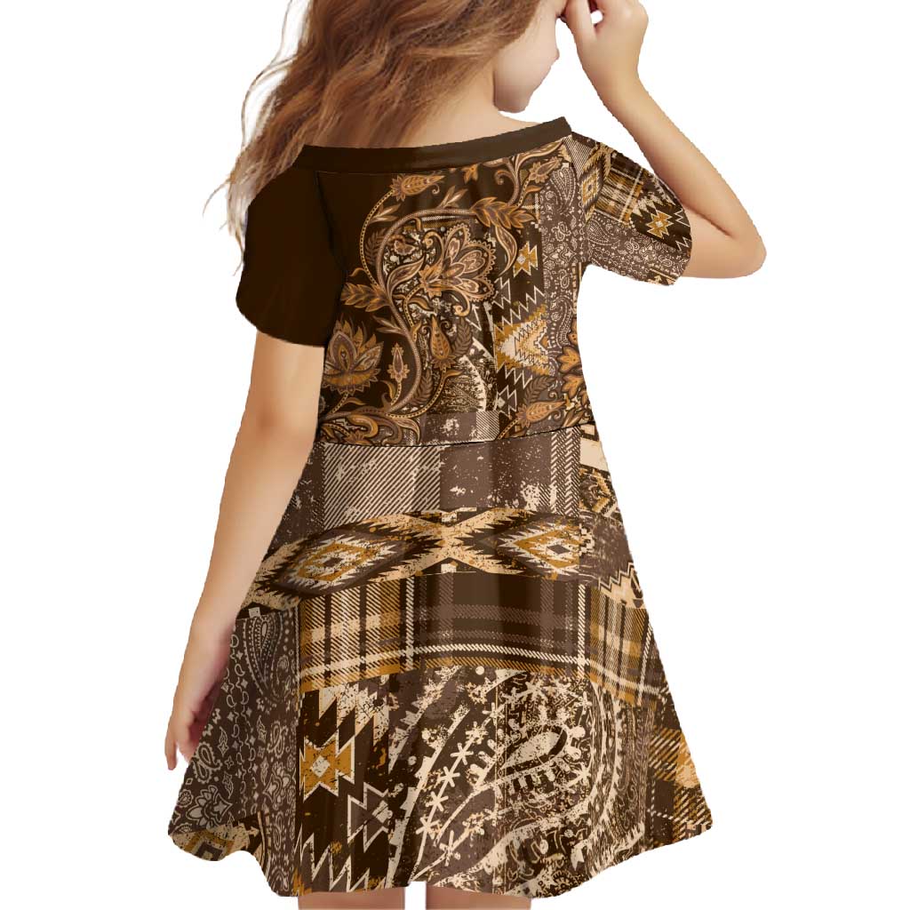 Africa Floral mix Maasai Shuka Family Matching Summer Maxi Dress and Hawaiian Shirt Gold Moitf - Wonder Print Shop