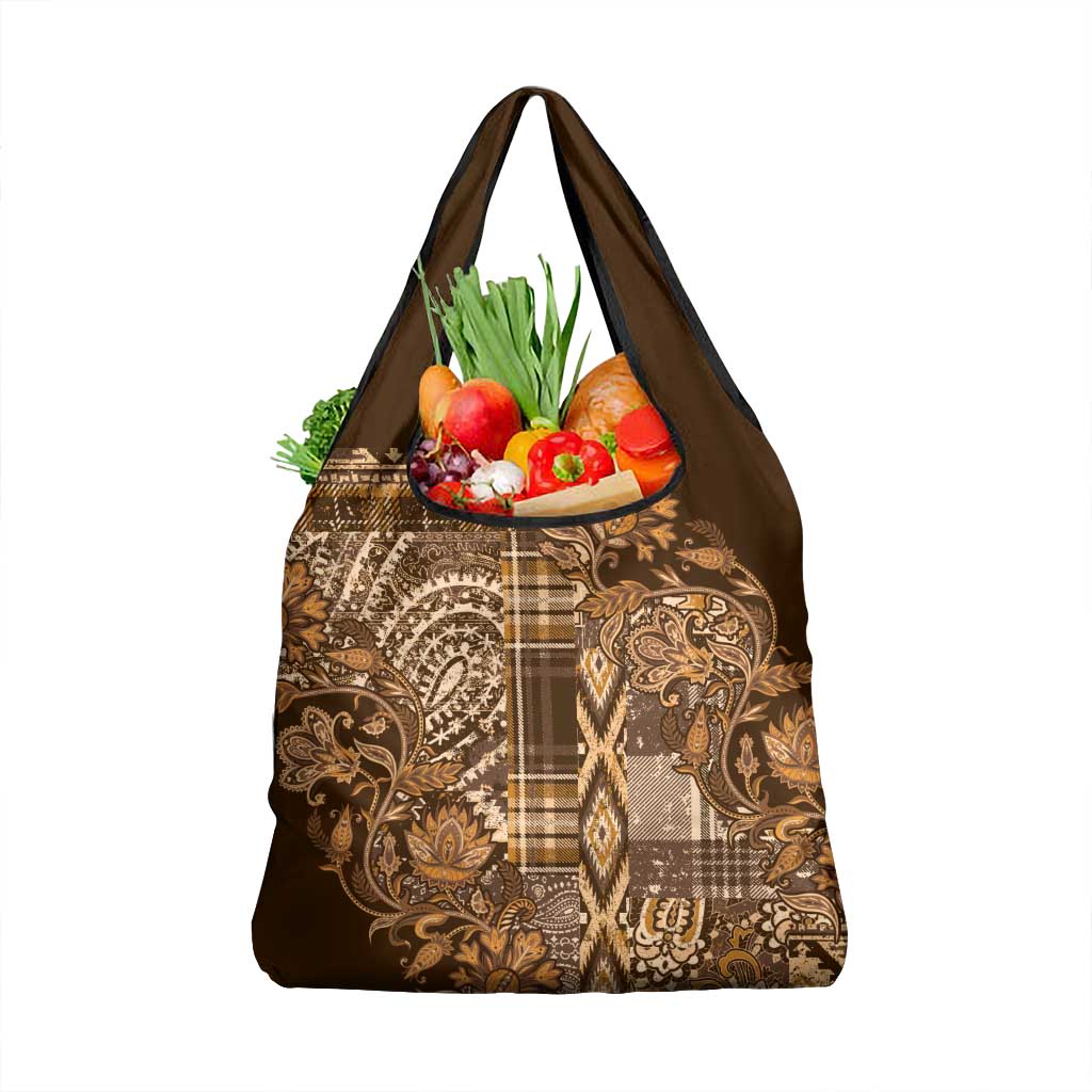 Africa Floral mix Maasai Shuka Grocery Bag Gold Moitf
