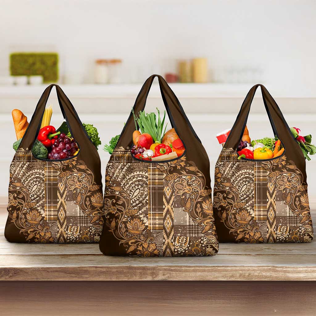 Africa Floral mix Maasai Shuka Grocery Bag Gold Moitf