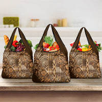 Africa Floral mix Maasai Shuka Grocery Bag Gold Moitf