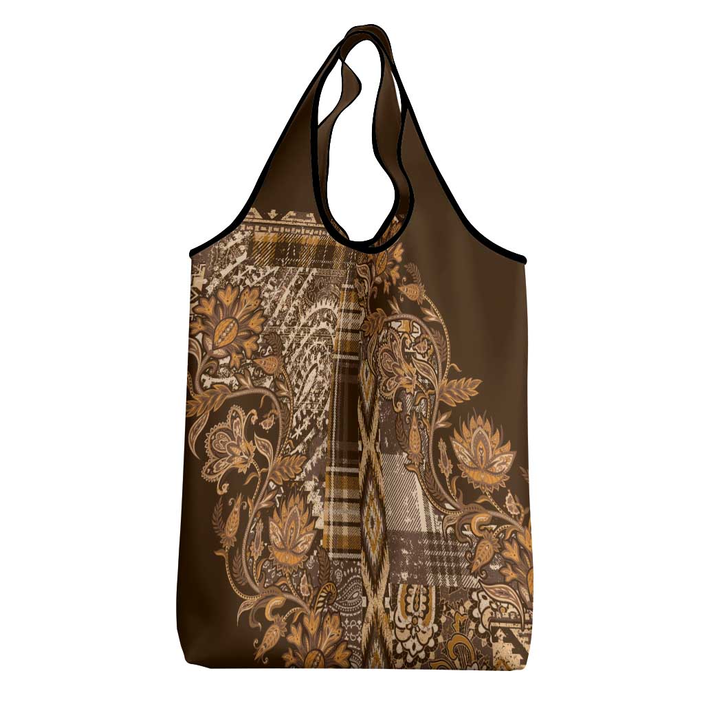 Africa Floral mix Maasai Shuka Grocery Bag Gold Moitf