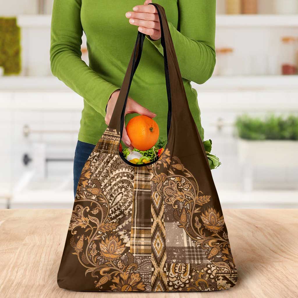 Africa Floral mix Maasai Shuka Grocery Bag Gold Moitf