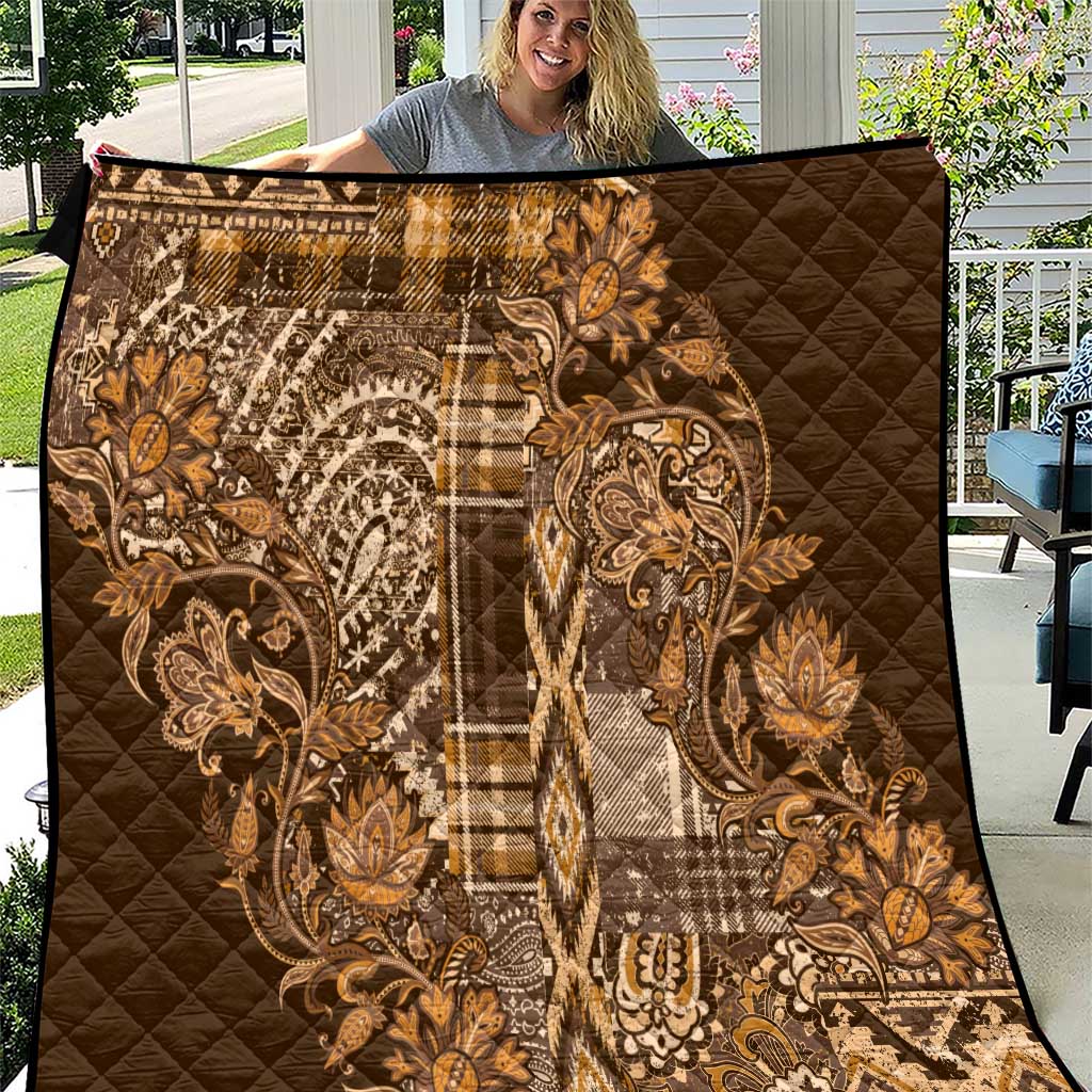 Africa Floral mix Maasai Shuka Quilt Gold Moitf - Wonder Print Shop
