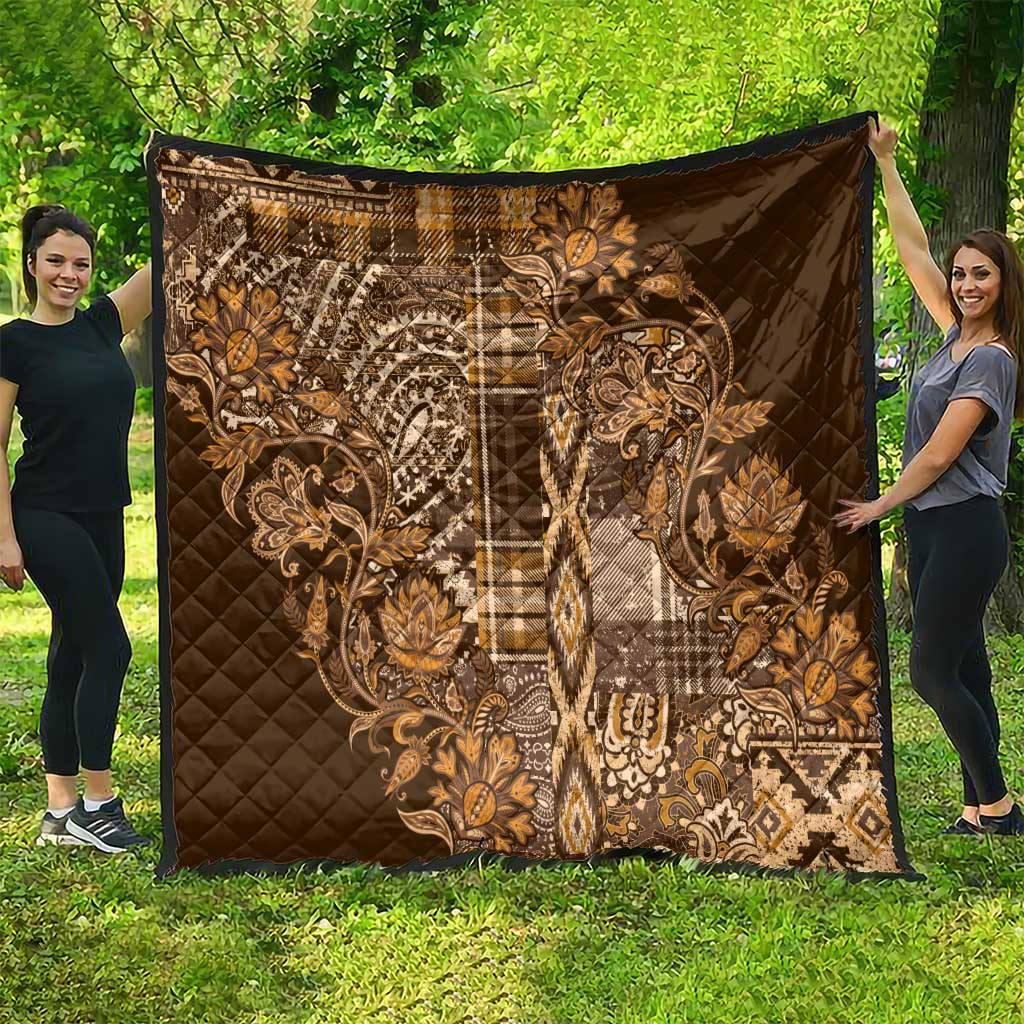 Africa Floral mix Maasai Shuka Quilt Gold Moitf - Wonder Print Shop