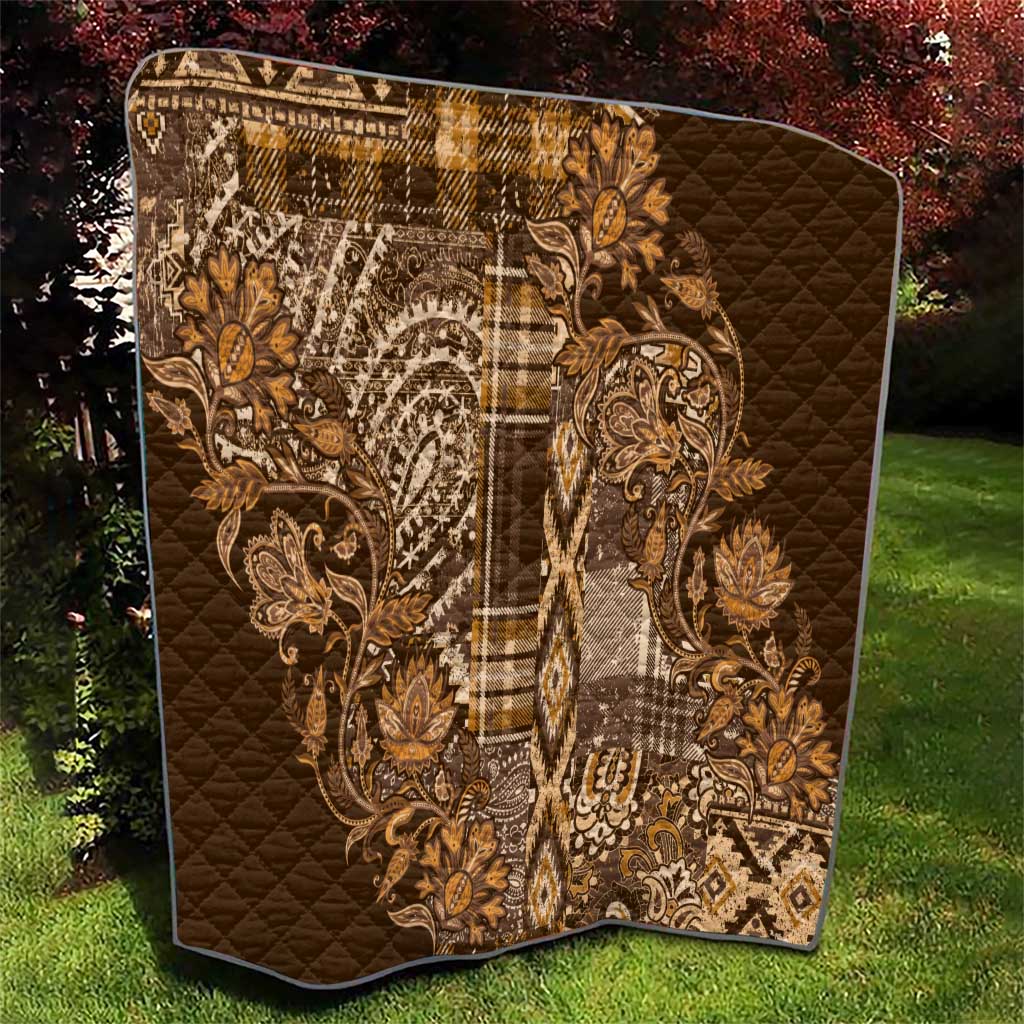 Africa Floral mix Maasai Shuka Quilt Gold Moitf - Wonder Print Shop