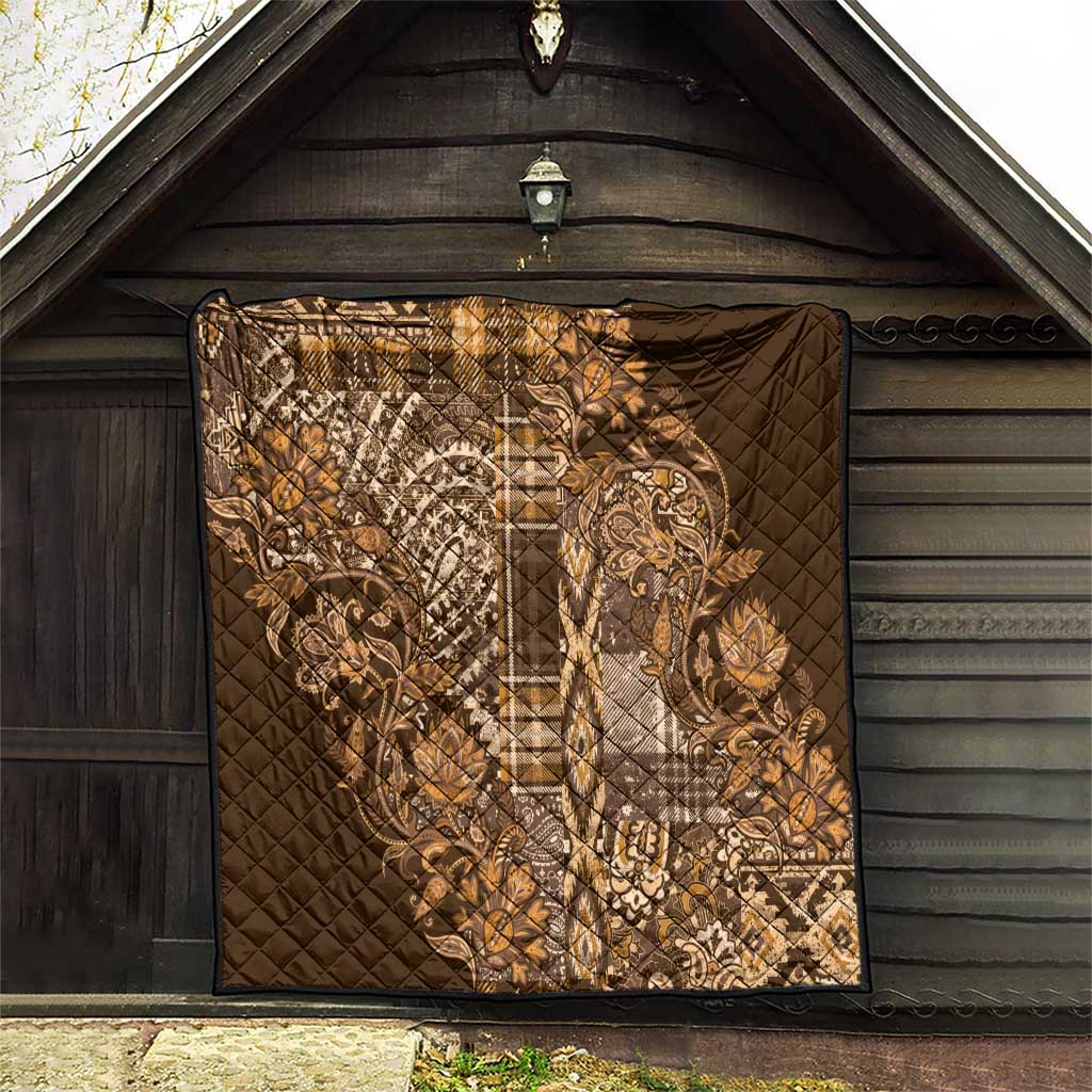 Africa Floral mix Maasai Shuka Quilt Gold Moitf - Wonder Print Shop