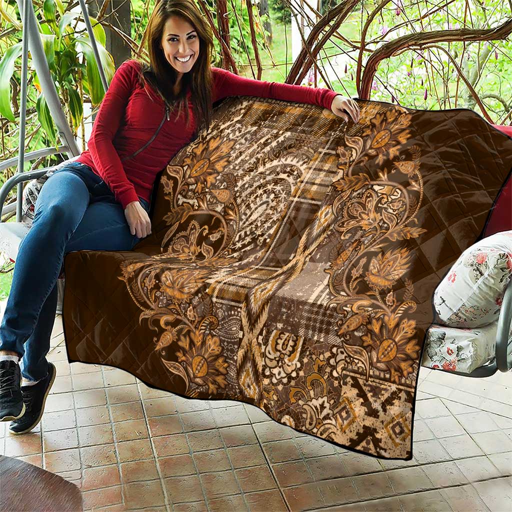 Africa Floral mix Maasai Shuka Quilt Gold Moitf - Wonder Print Shop