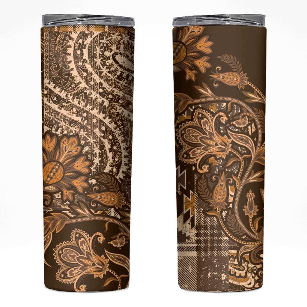 Africa Floral mix Maasai Shuka Skinny Tumbler Gold Moitf - Wonder Print Shop
