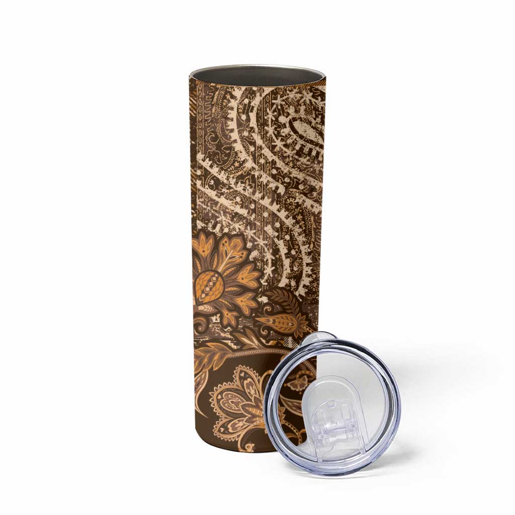 Africa Floral mix Maasai Shuka Skinny Tumbler Gold Moitf - Wonder Print Shop