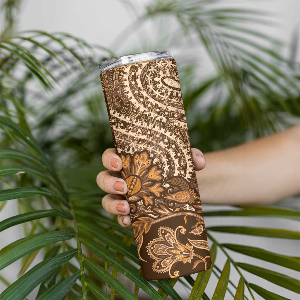 Africa Floral mix Maasai Shuka Skinny Tumbler Gold Moitf - Wonder Print Shop