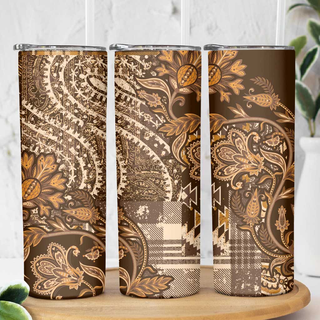 Africa Floral mix Maasai Shuka Skinny Tumbler Gold Moitf - Wonder Print Shop