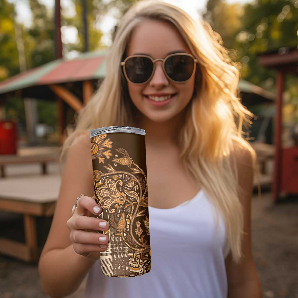 Africa Floral mix Maasai Shuka Skinny Tumbler Gold Moitf - Wonder Print Shop