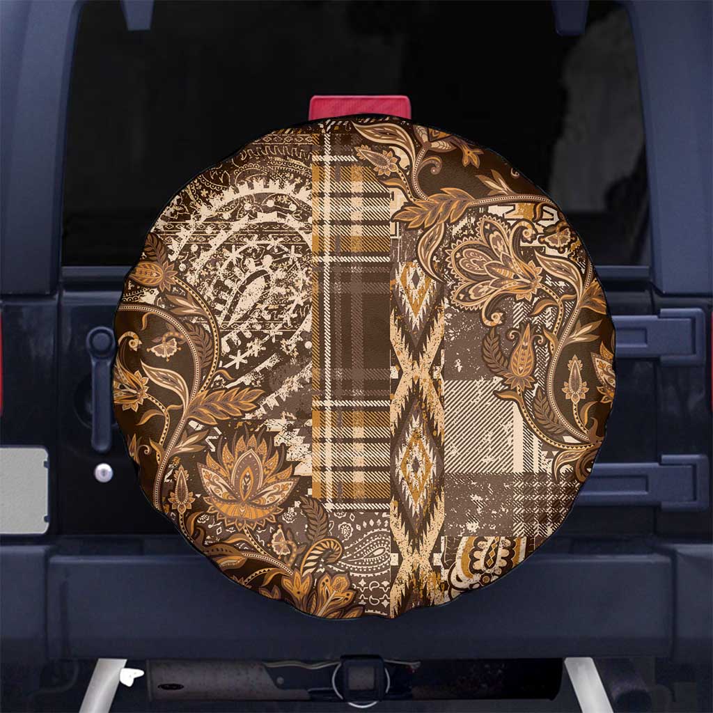 Africa Floral mix Maasai Shuka Spare Tire Cover Gold Moitf - Wonder Print Shop