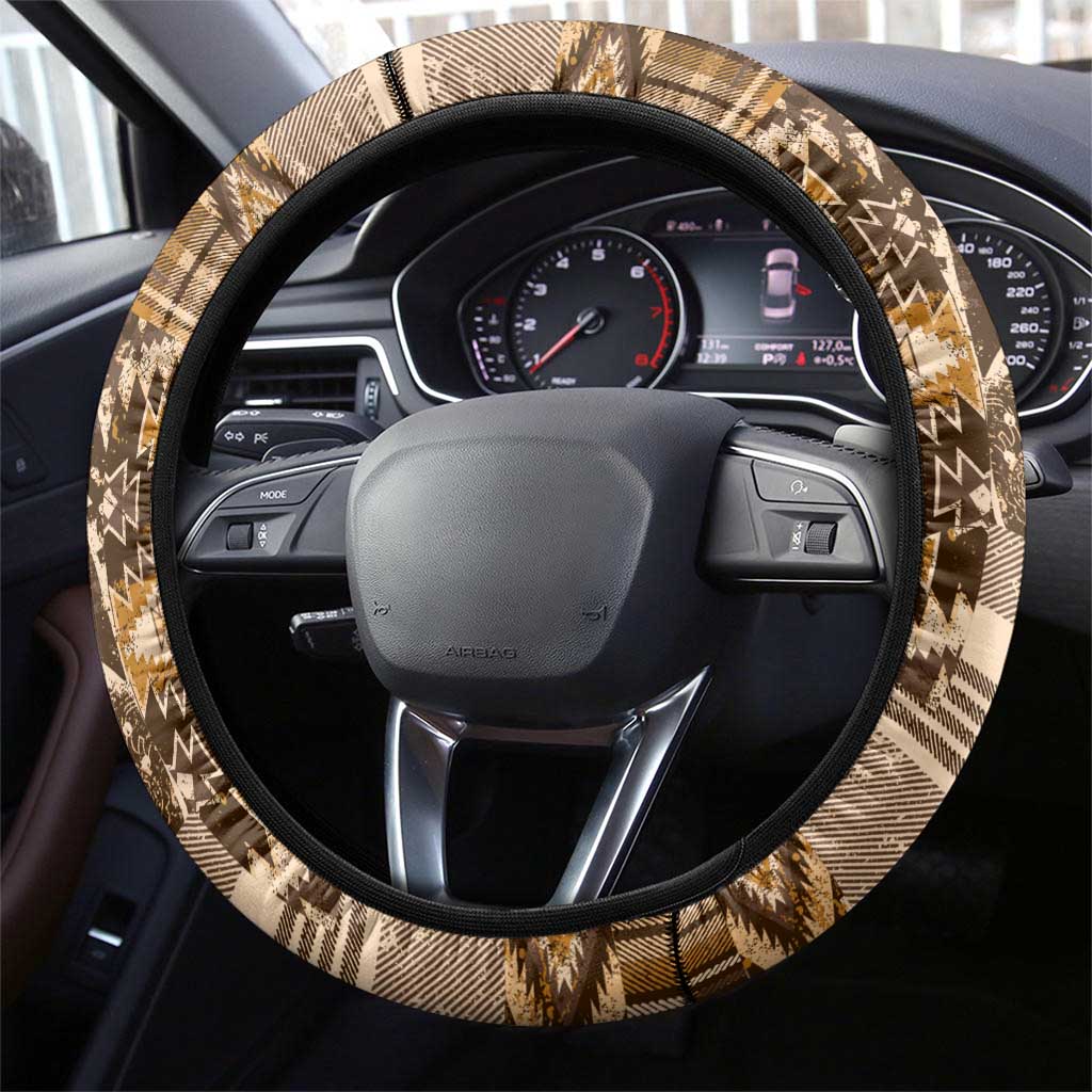 Africa Floral mix Maasai Shuka Steering Wheel Cover Gold Moitf - Wonder Print Shop