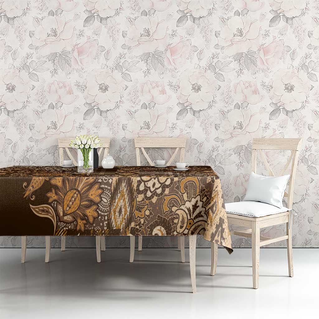 Africa Floral mix Maasai Shuka Tablecloth Gold Moitf - Wonder Print Shop