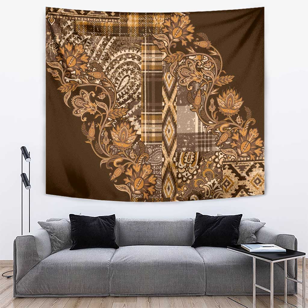 Africa Floral mix Maasai Shuka Tapestry Gold Moitf - Wonder Print Shop