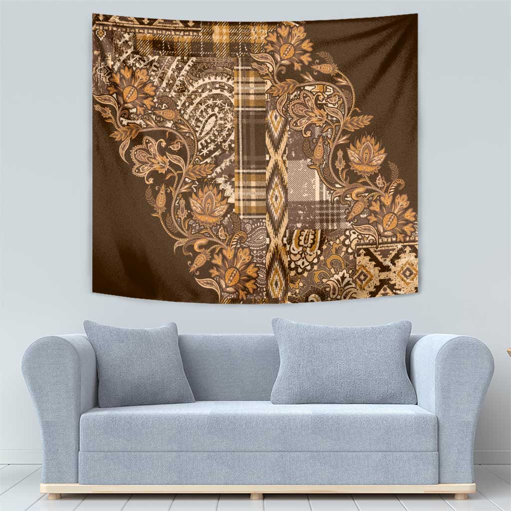 Africa Floral mix Maasai Shuka Tapestry Gold Moitf - Wonder Print Shop