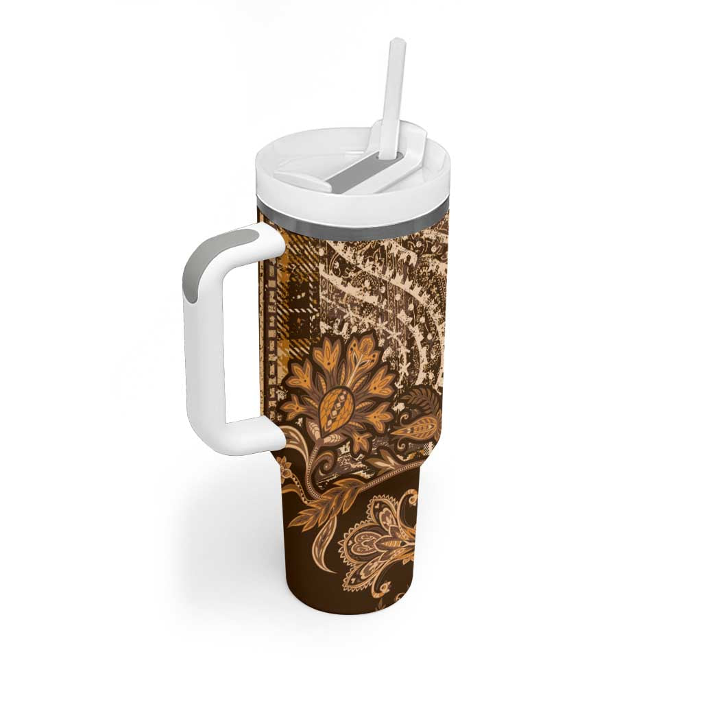 Africa Floral mix Maasai Shuka Tumbler With Handle Gold Moitf - Wonder Print Shop