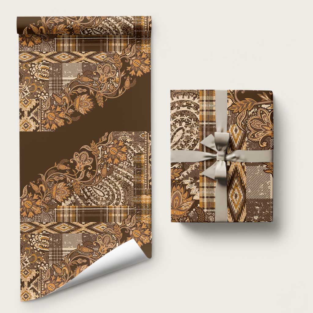 Africa Floral mix Maasai Shuka Wrapping Paper Gold Moitf - Wonder Print Shop