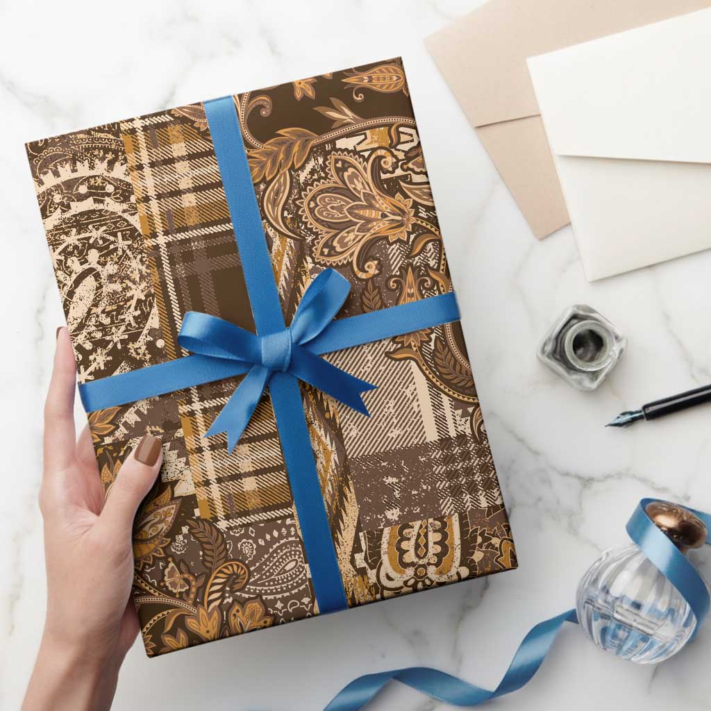 Africa Floral mix Maasai Shuka Wrapping Paper Gold Moitf - Wonder Print Shop