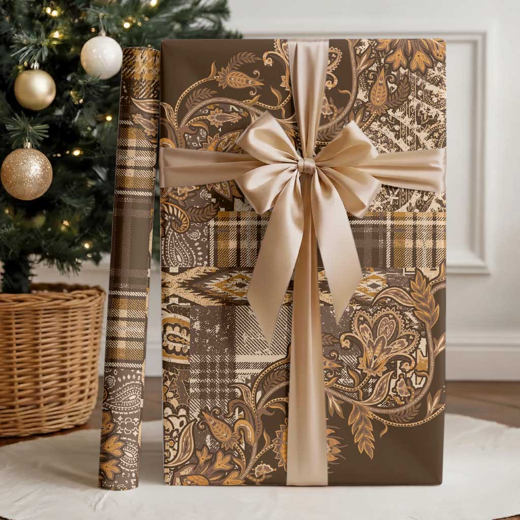 Africa Floral mix Maasai Shuka Wrapping Paper Gold Moitf - Wonder Print Shop