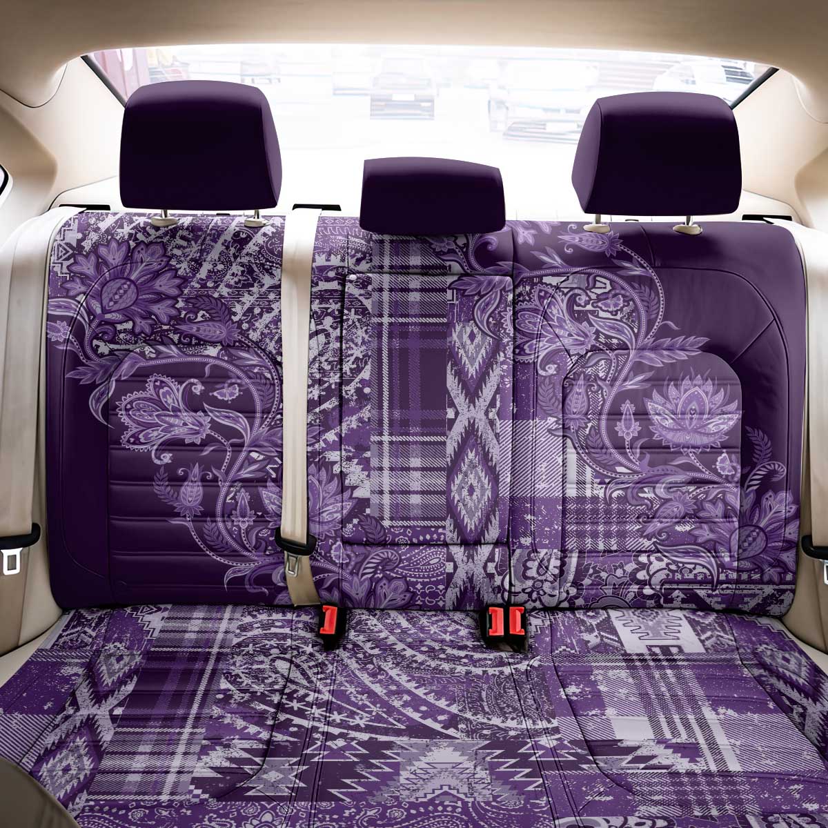 Africa Floral mix Maasai Shuka Back Car Seat Cover Purple Moitf LT9 - Wonder Print Shop