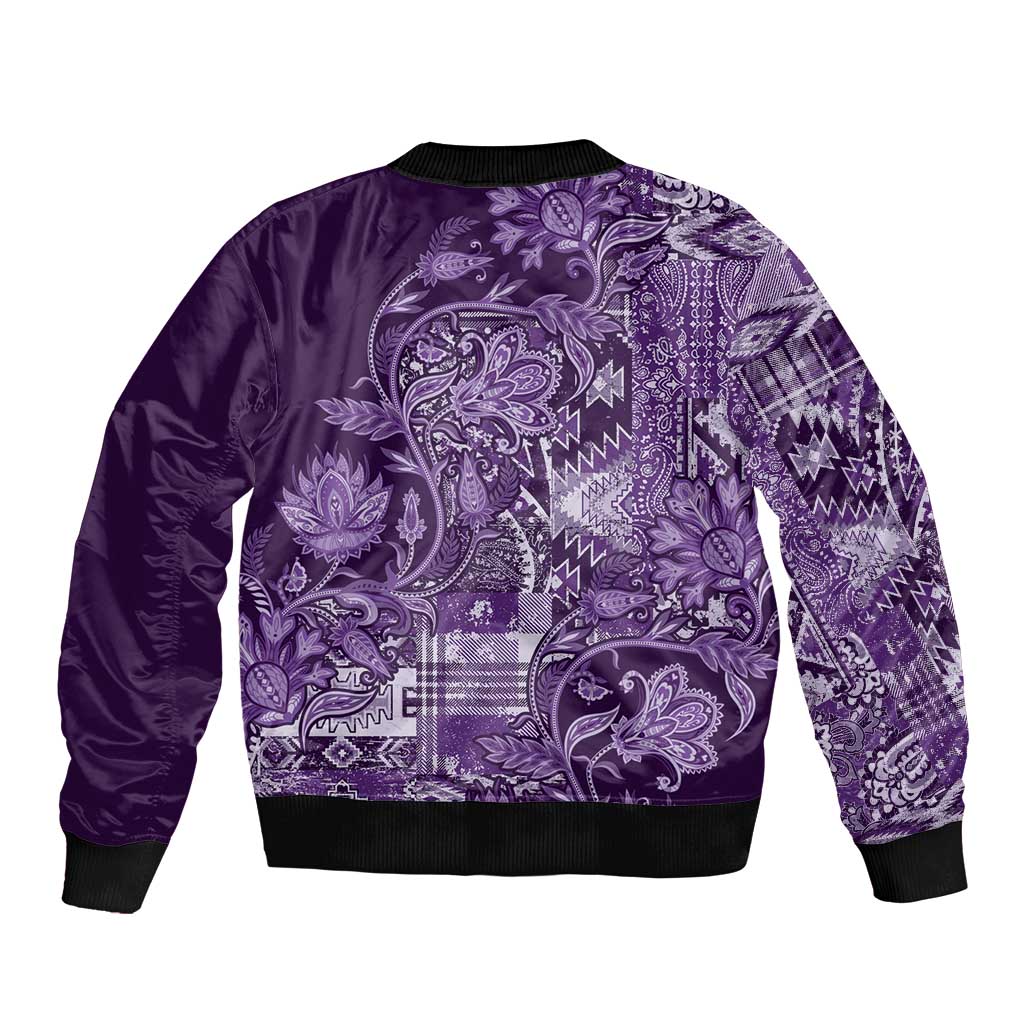 Africa Floral mix Maasai Shuka Bomber Jacket Purple Moitf LT9 - Wonder Print Shop
