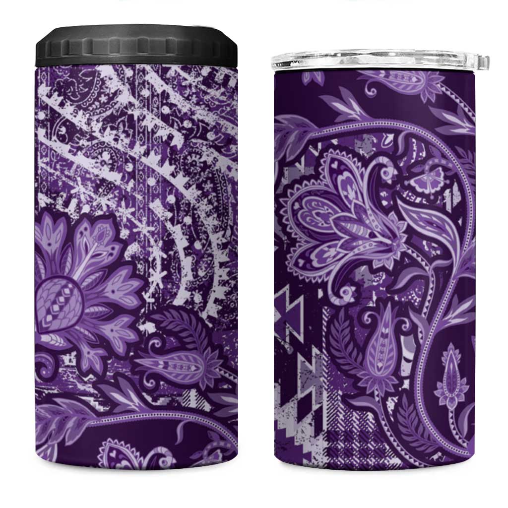Africa Floral mix Maasai Shuka 4 in 1 Can Cooler Tumbler Purple Moitf LT9 - Wonder Print Shop