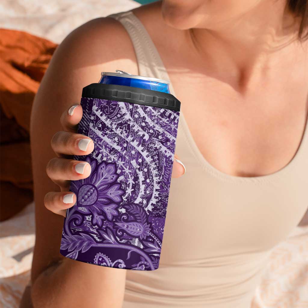 Africa Floral mix Maasai Shuka 4 in 1 Can Cooler Tumbler Purple Moitf LT9 - Wonder Print Shop