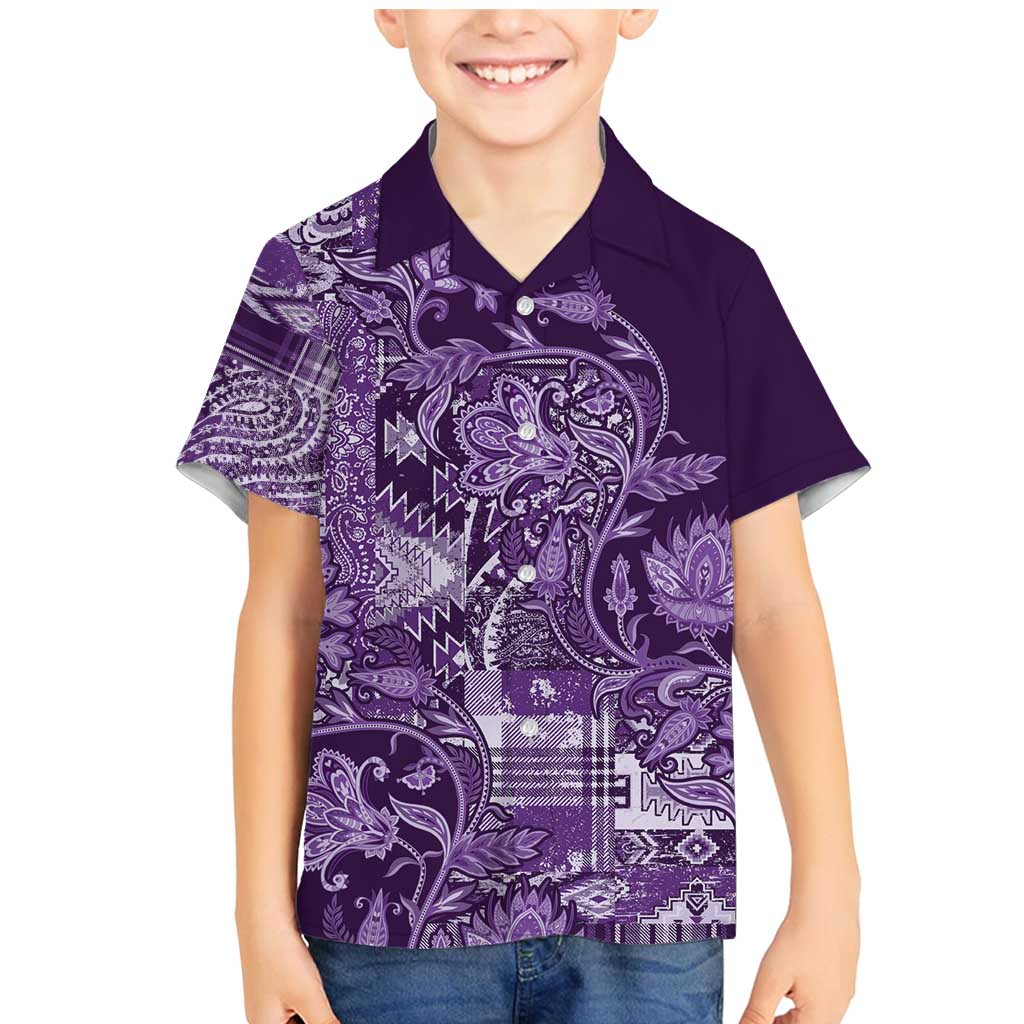 Africa Floral mix Maasai Shuka Family Matching Mermaid Dress and Hawaiian Shirt Purple Moitf LT9 - Wonder Print Shop