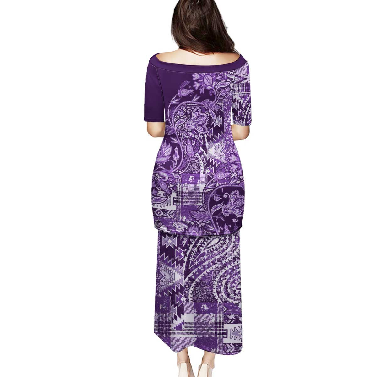 Africa Floral mix Maasai Shuka Family Matching Puletasi and Hawaiian Shirt Purple Moitf - Wonder Print Shop
