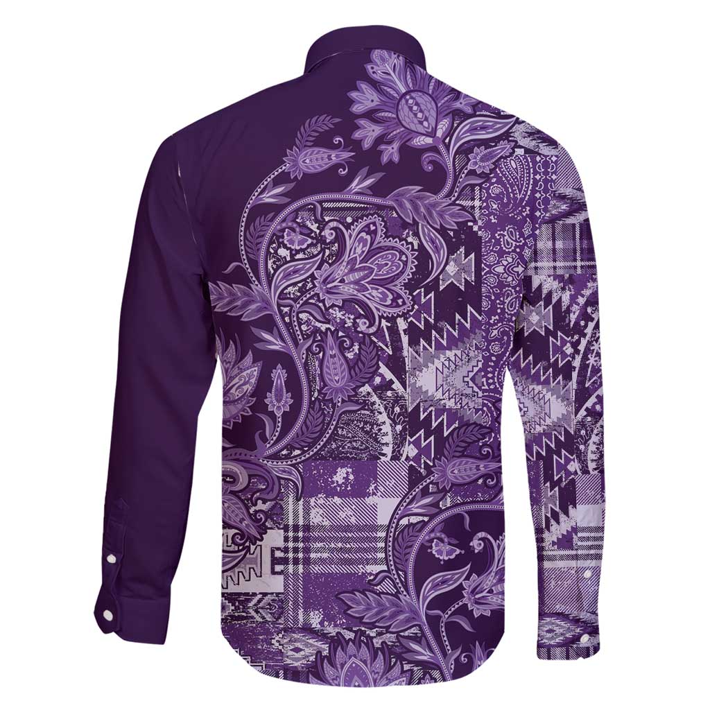 Africa Floral mix Maasai Shuka Family Matching Short Sleeve Bodycon Dress and Hawaiian Shirt Purple Moitf - Wonder Print Shop