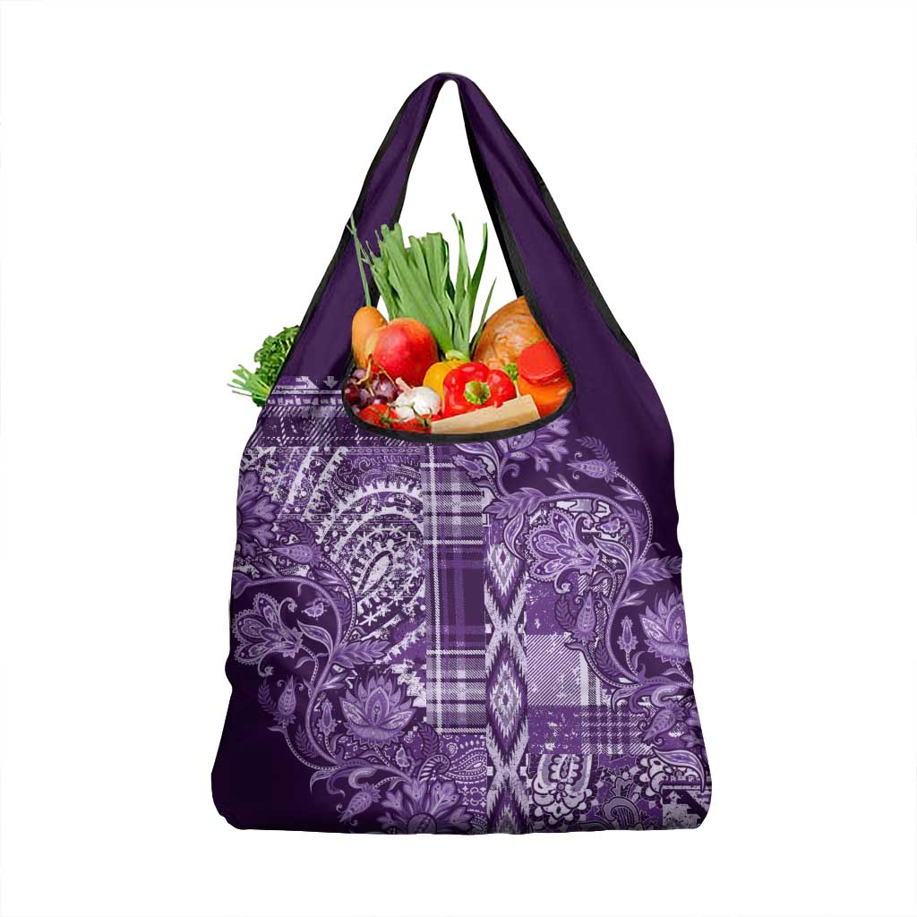 Africa Floral mix Maasai Shuka Grocery Bag Purple Moitf