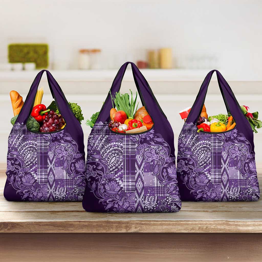 Africa Floral mix Maasai Shuka Grocery Bag Purple Moitf