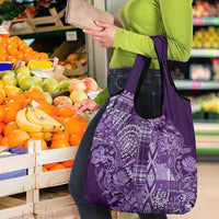 Africa Floral mix Maasai Shuka Grocery Bag Purple Moitf