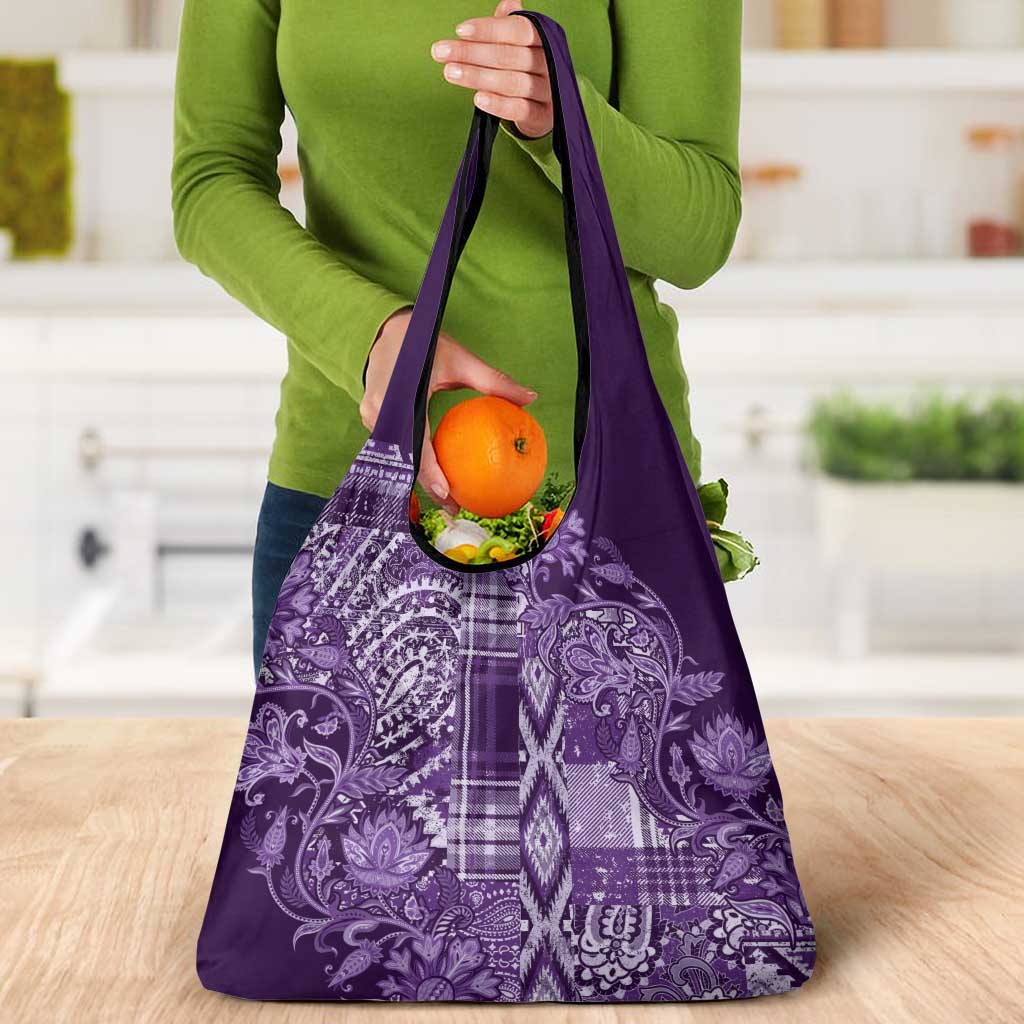 Africa Floral mix Maasai Shuka Grocery Bag Purple Moitf