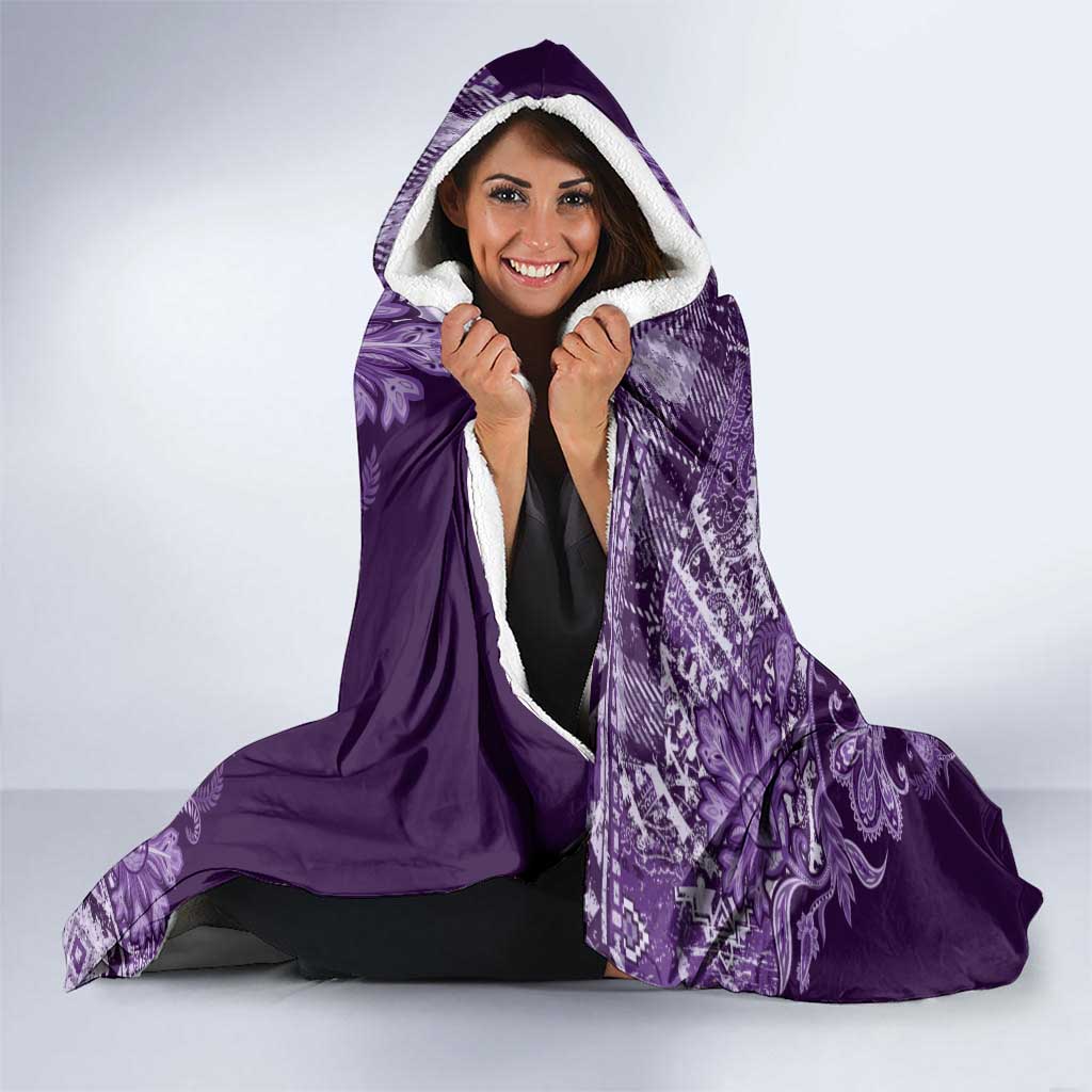 Africa Floral mix Maasai Shuka Hooded Blanket Purple Moitf