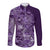 Africa Floral mix Maasai Shuka Long Sleeve Button Shirt Purple Moitf - Wonder Print Shop