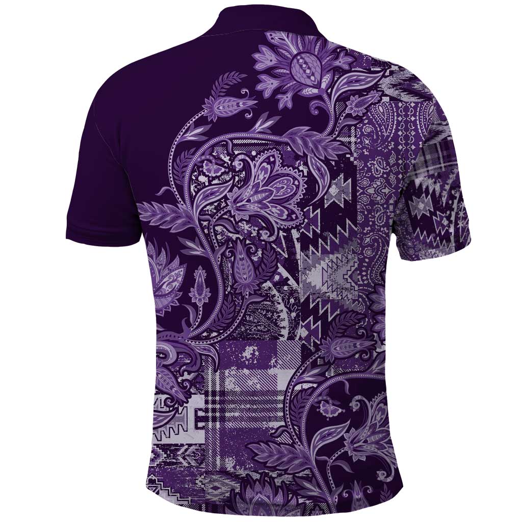 Africa Floral mix Maasai Shuka Polo Shirt Purple Moitf - Wonder Print Shop