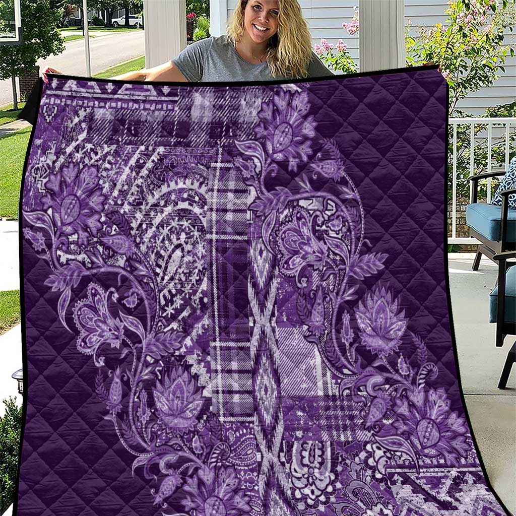 Africa Floral mix Maasai Shuka Quilt Purple Moitf - Wonder Print Shop