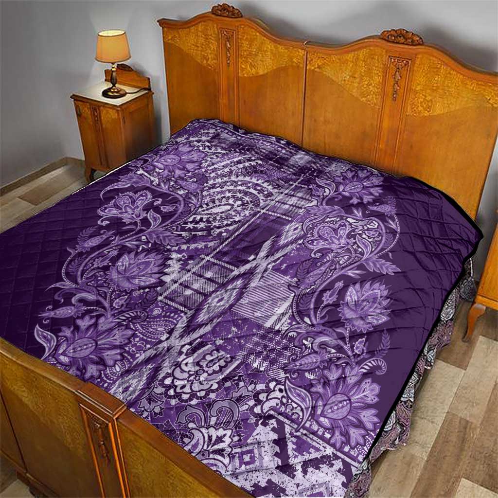 Africa Floral mix Maasai Shuka Quilt Purple Moitf - Wonder Print Shop