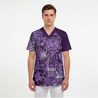 Africa Floral mix Maasai Shuka Scrub Top Purple Moitf
