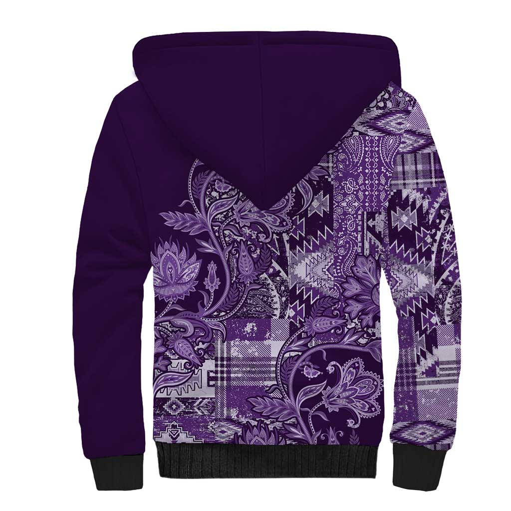 Africa Floral mix Maasai Shuka Sherpa Hoodie Purple Moitf - Wonder Print Shop