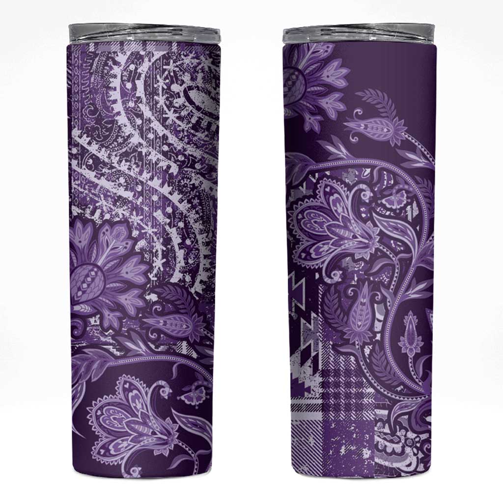 Africa Floral mix Maasai Shuka Skinny Tumbler Purple Moitf - Wonder Print Shop