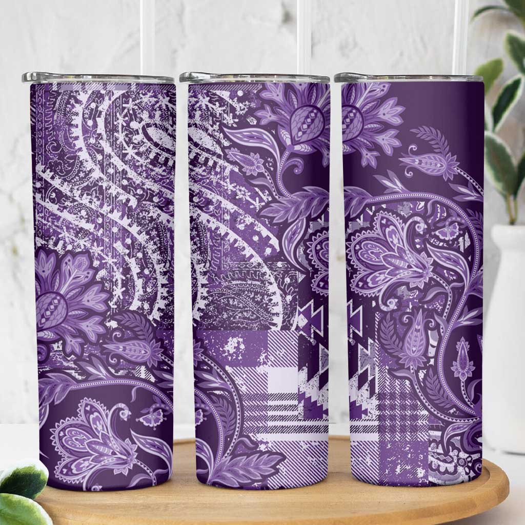 Africa Floral mix Maasai Shuka Skinny Tumbler Purple Moitf - Wonder Print Shop