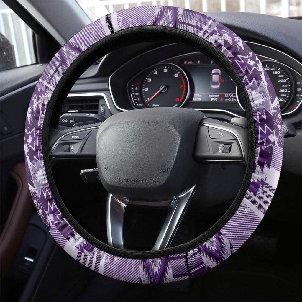 Africa Floral mix Maasai Shuka Steering Wheel Cover Purple Moitf - Wonder Print Shop