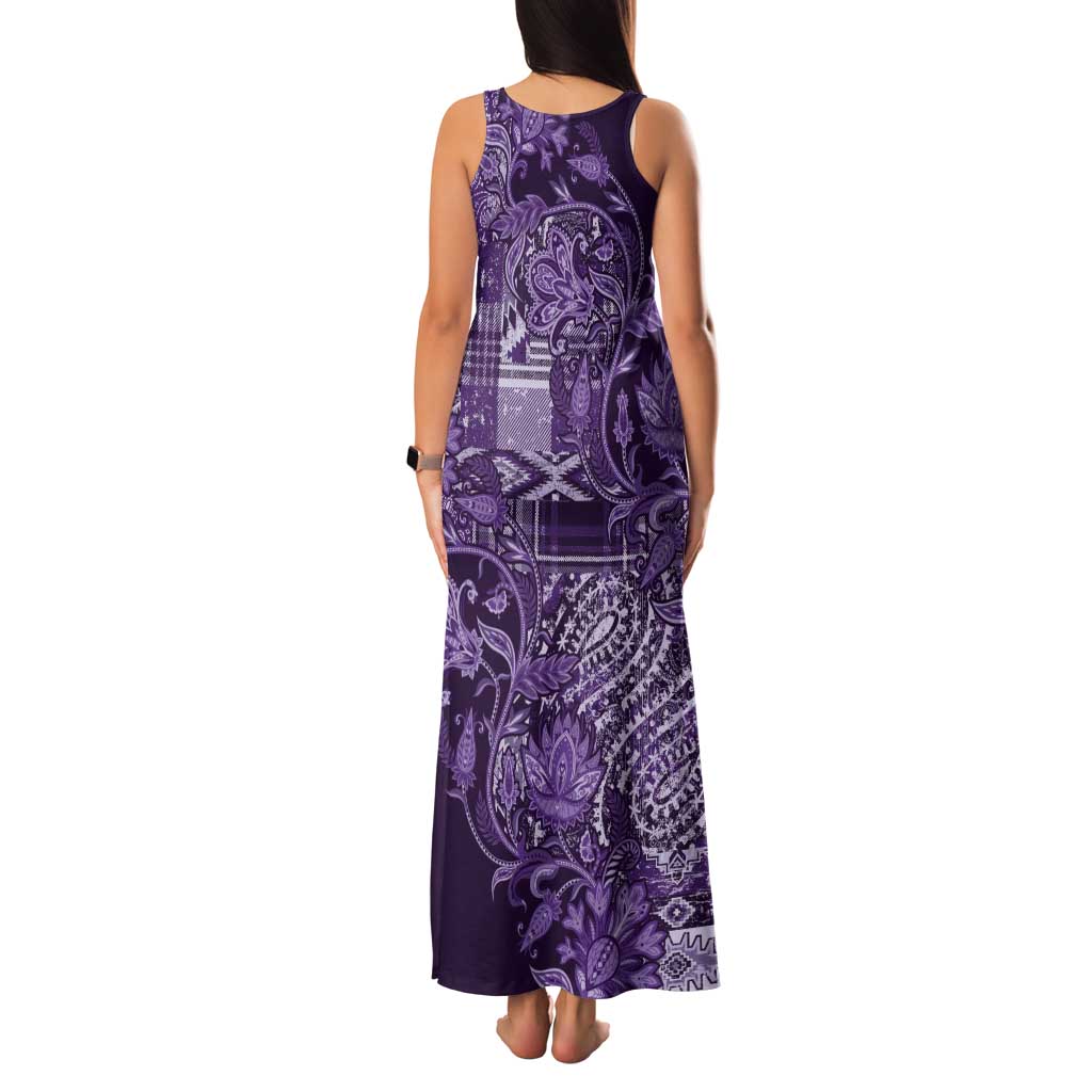 Africa Floral mix Maasai Shuka Tank Maxi Dress Purple Moitf - Wonder Print Shop